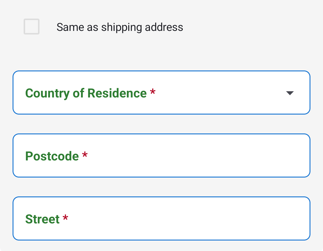 Customised billing address component