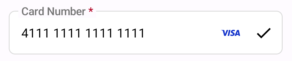 Card number input field with brand selector
