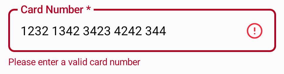 Card number input field with hint
