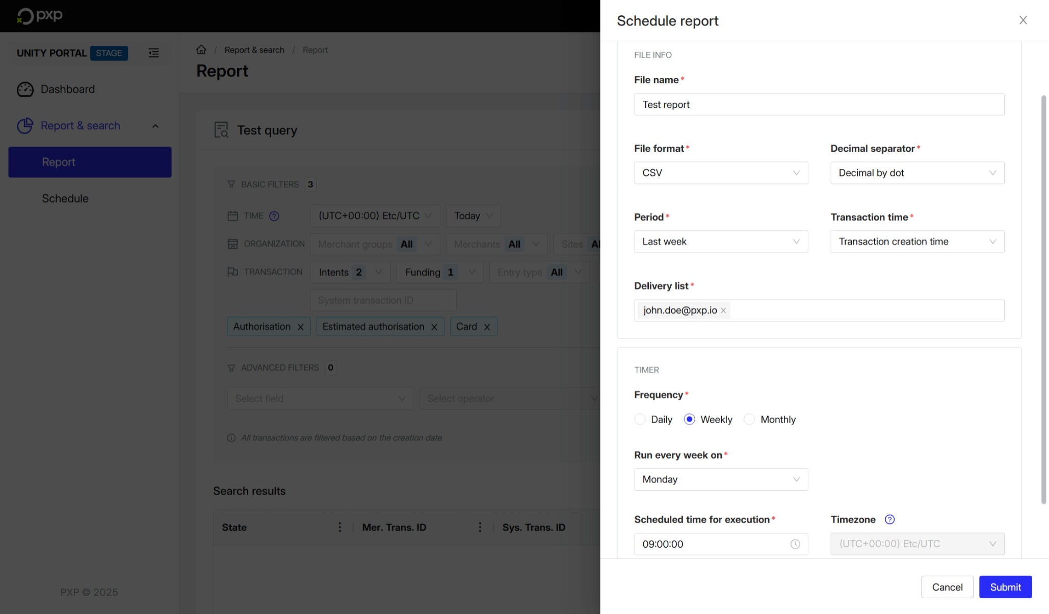 Schedule a report