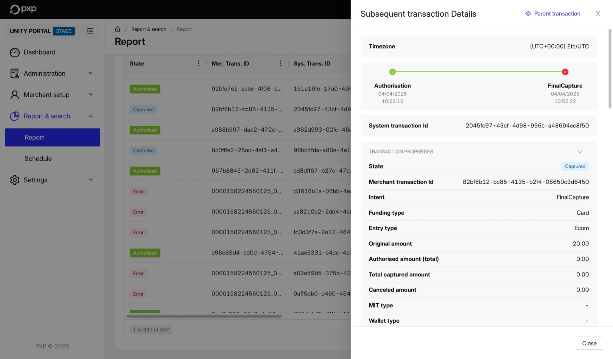 Subsequent transaction