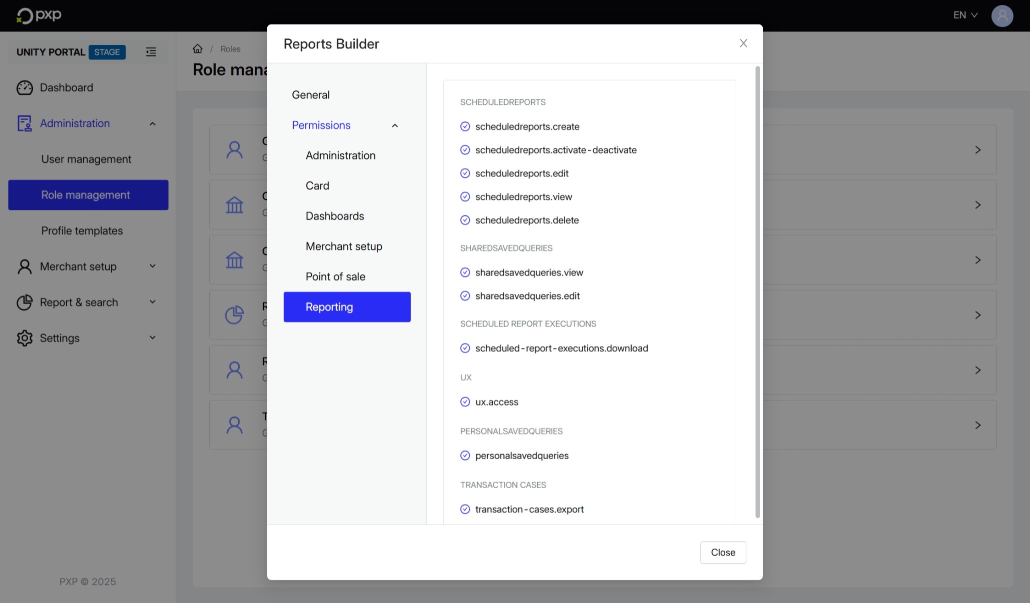 Example of permissions.